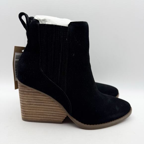Toms Womens Noa Ankle Boots US 5 EU 35.5 Black Suede Pull On NIB - Picture 3 of 12